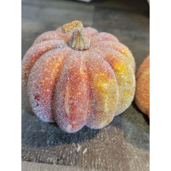 Shiny orange pumpkin set Decor fall figure - Picture 3 of 10